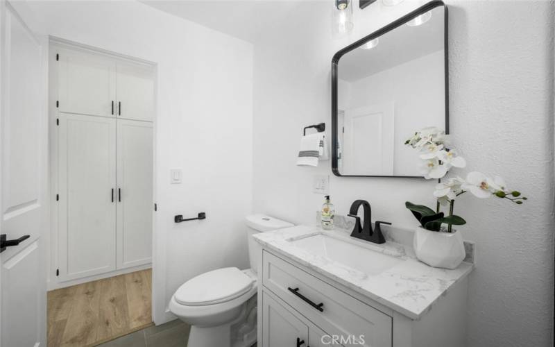 Bathroom and Hallway Closet.