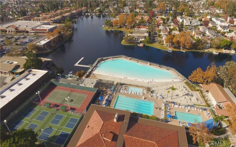 club house lagoon pools and sports court