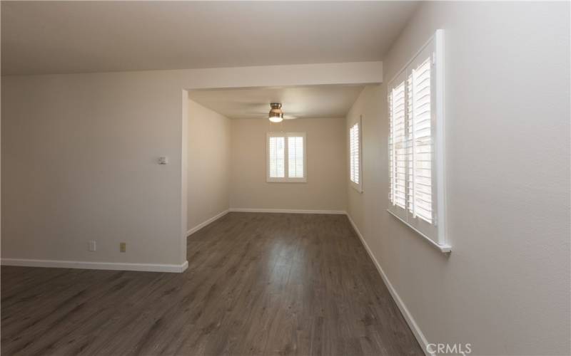 Living room looking into dining area