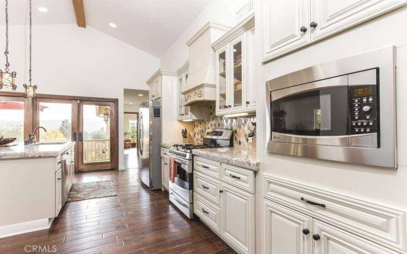 Chefs kitchen with French doors, amazing view