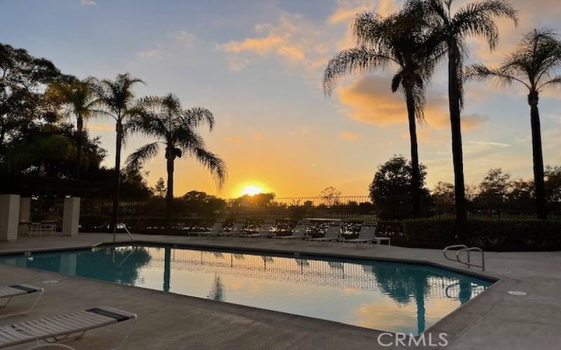 Pool at Sunset along the Lake