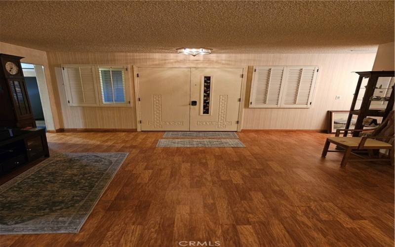 living room showing front door