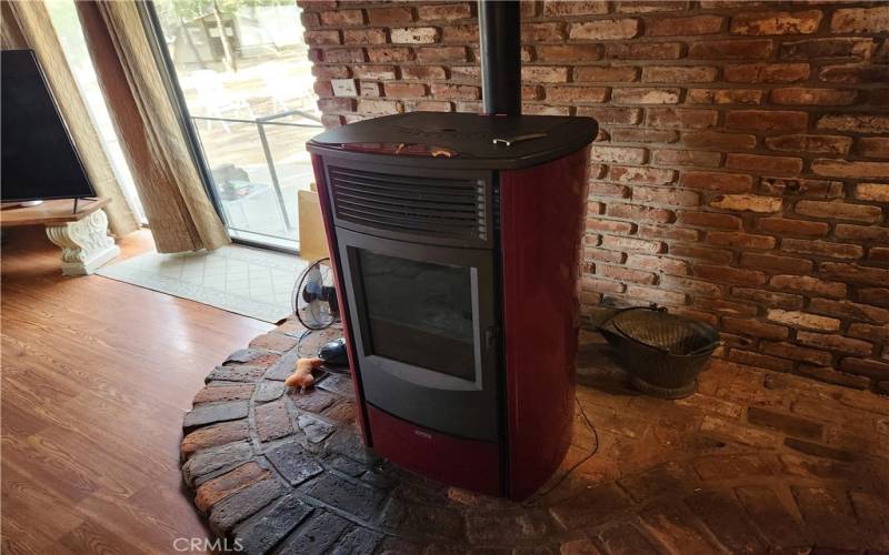 Pellet stove in family room