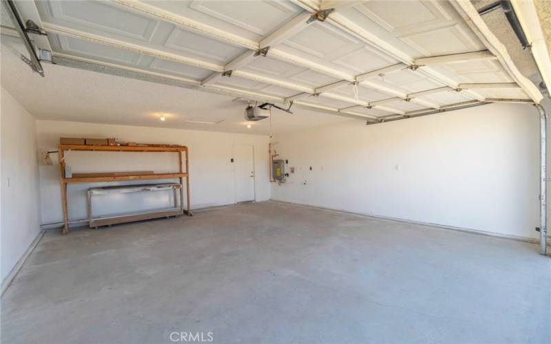 Finished garage with shelving