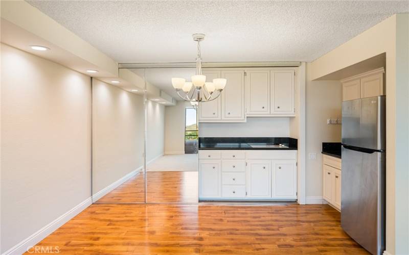 Upgraded kitchenette with expanded storage