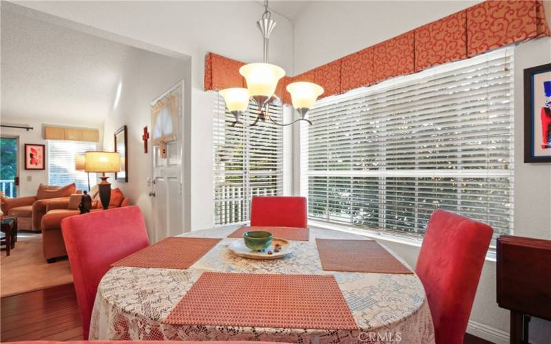 Sunny dining room with breakfast counter