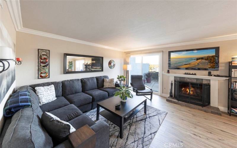 Beautiful fireplace in living room.