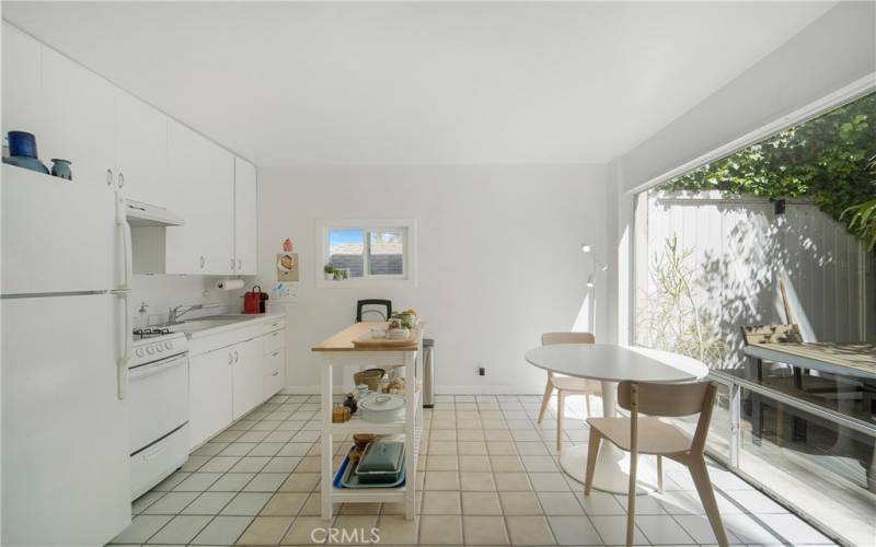 View into kitchen and dining area