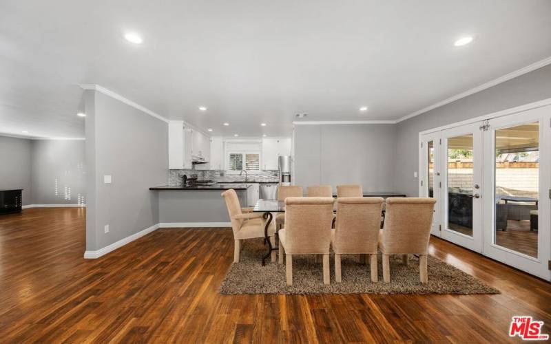 Dining area with French Doors to covered patio and rear yard