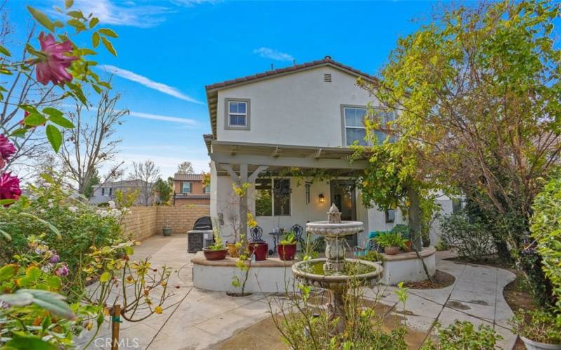 Entertainers backyard with covered patio