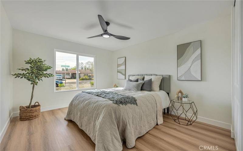 Front Bedroom with New Windows, New Ceiling Fan