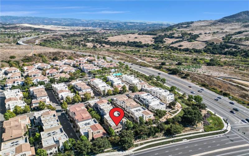 Aerial view of condo.