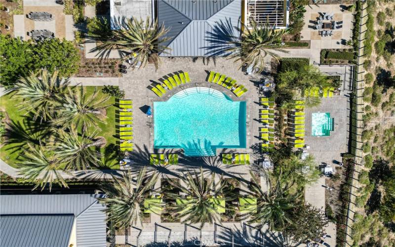 Aerial view of nearby pool.