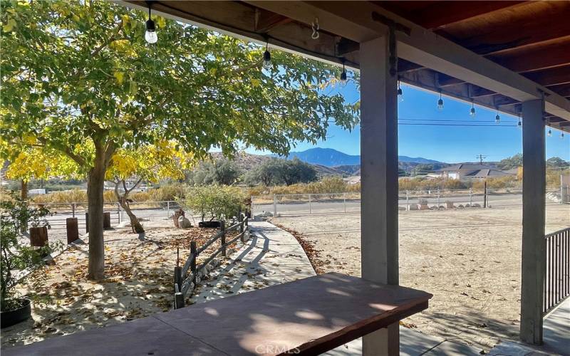  How about dining on the front covered porch with that view?
