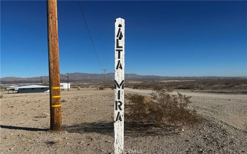 The name of this dirt Road is Alta Mira