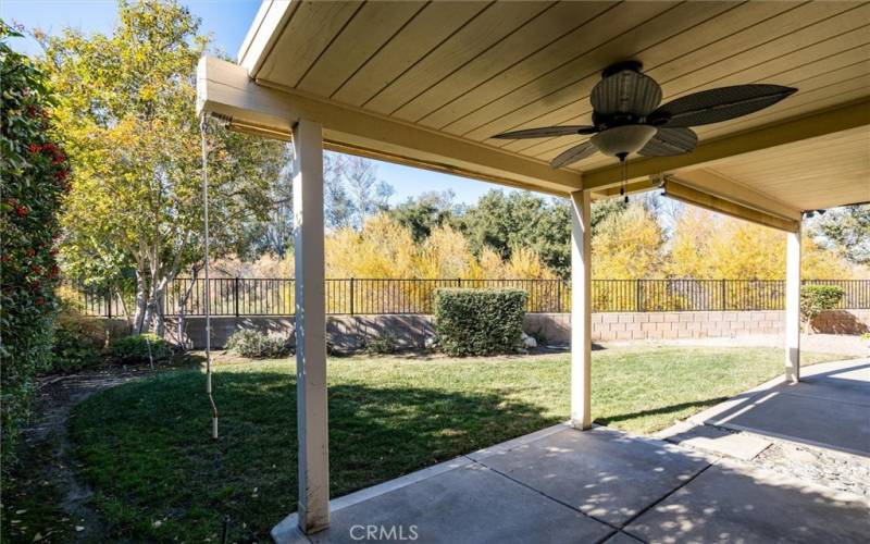 Covered back patio with fan