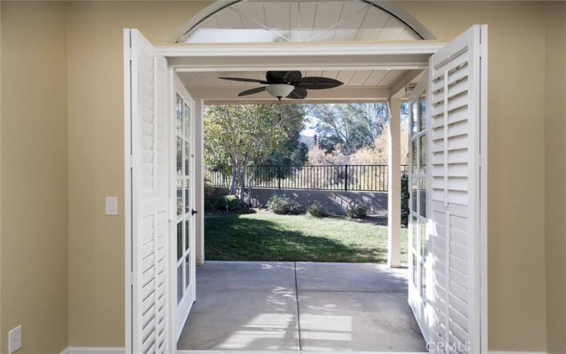 French doors in the Primary Bedroom to the back yard