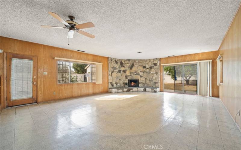 Family room with fireplace