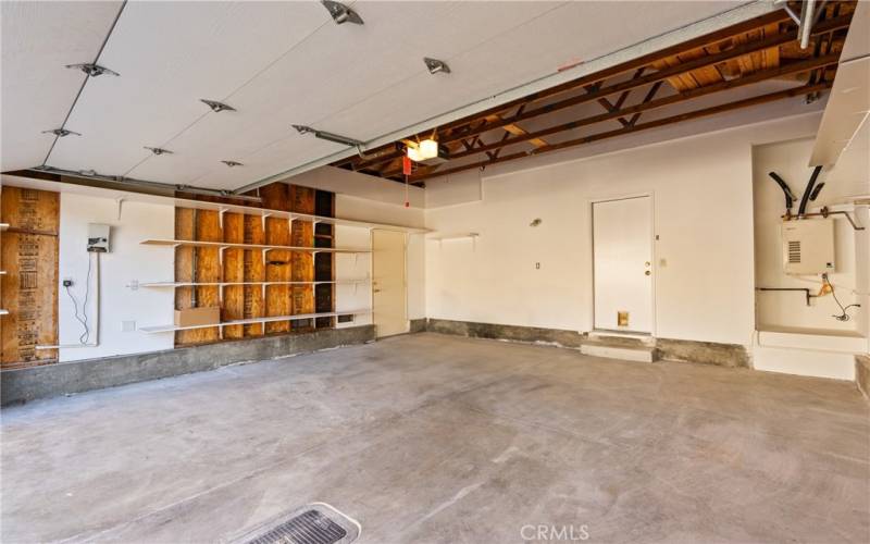 Garage with shelves