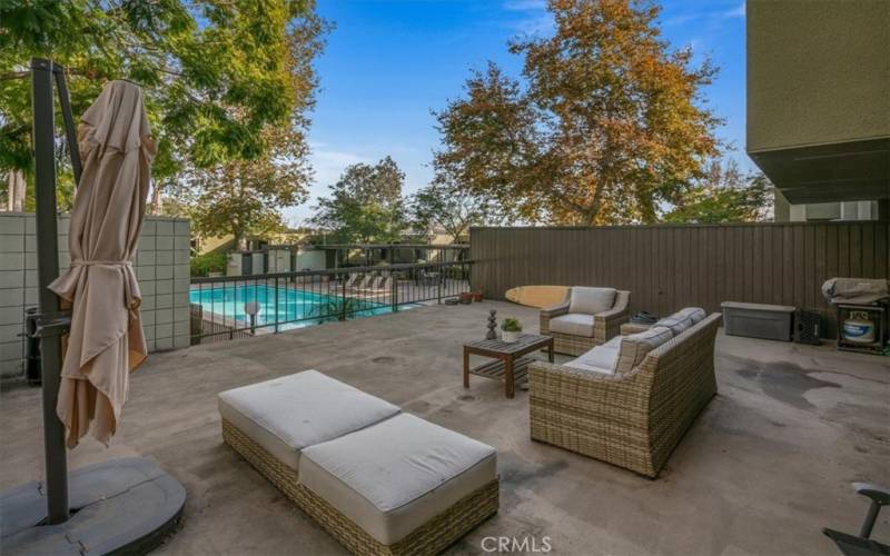 Private Patio Overlooking Pool