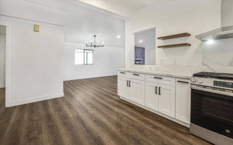 Kitchen open to dining room