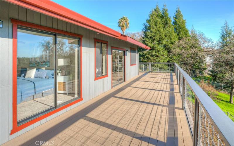 Upstairs deck access from bedroom and living area