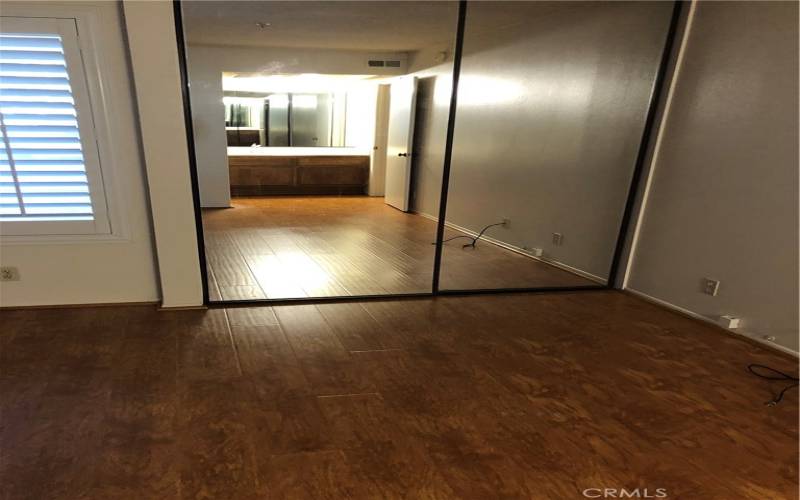 Bedroom with mirrored closet