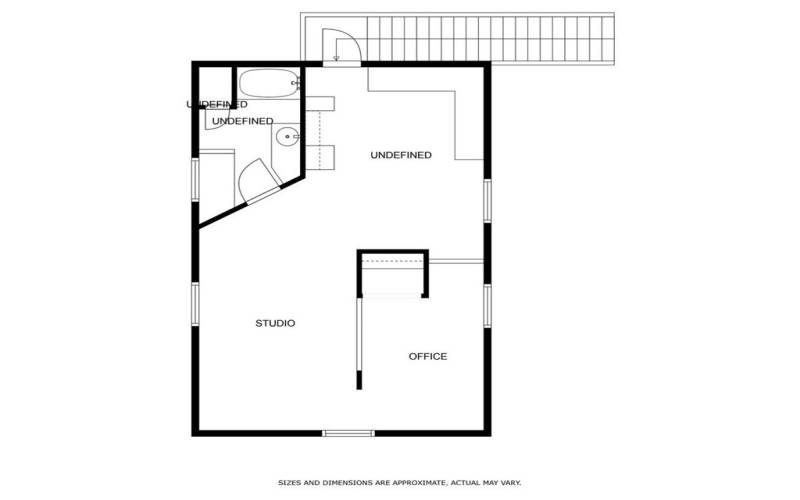 Non Living Space/Office area above barn. Dimensions are approx.