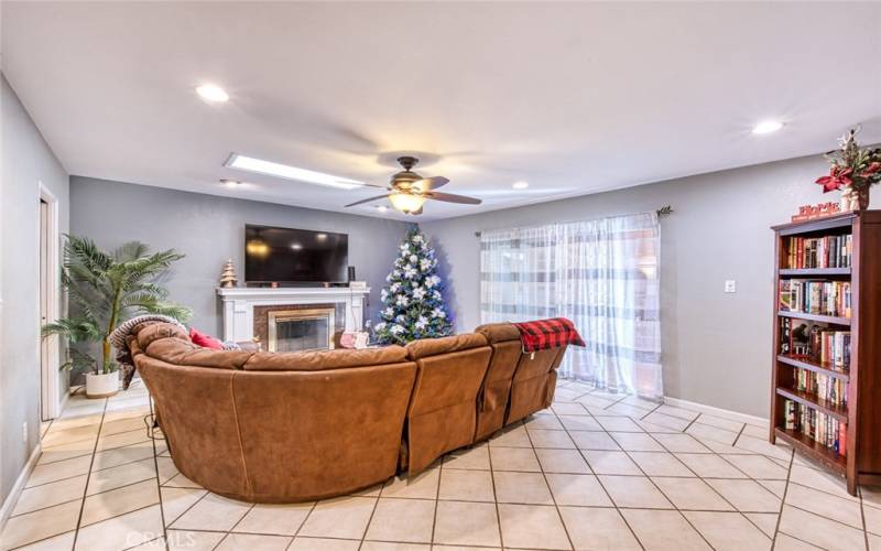 Living area with cozy fireplace.