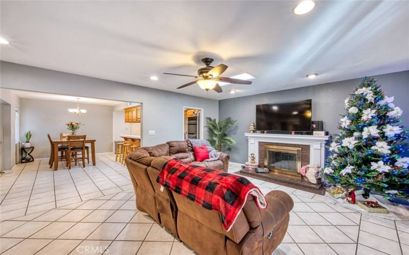 Living area with cozy fireplace.