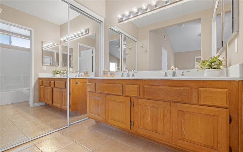 Primary Bathroom Double Vanity Large Closet