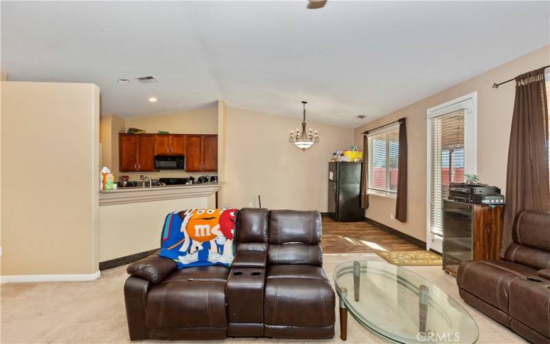 Livingroom to dining area and kitchen