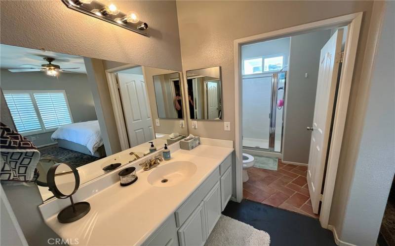 Vanity area / bathroom with 3/4 bath