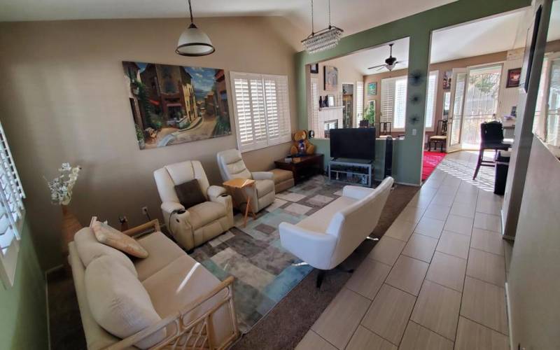 Living room dining room and family room