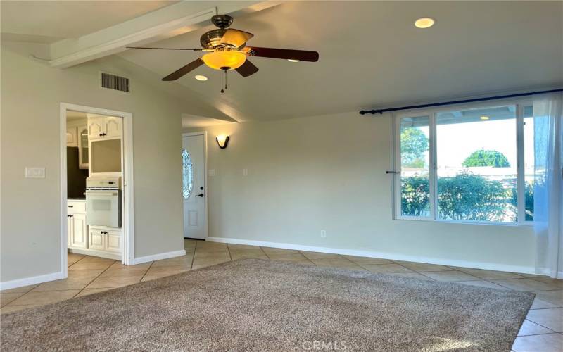 Ranch Style Ceiling in Living Room with Fan