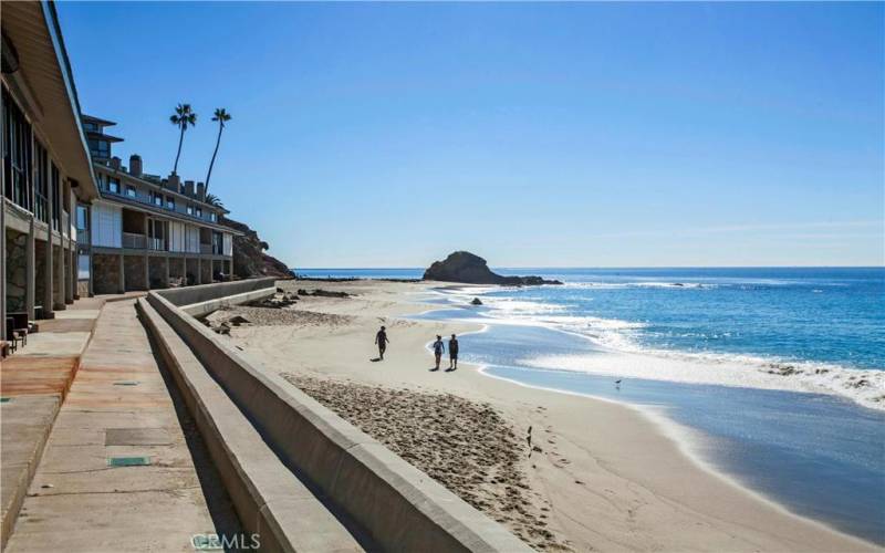 BEACH IN FRONT OF SEAWALL IN WINTER MONTHS