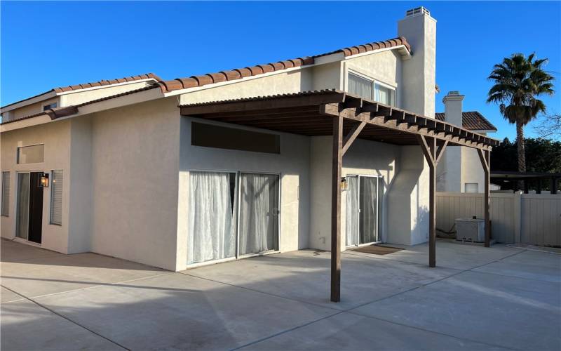 Wrap-around patio with cover.