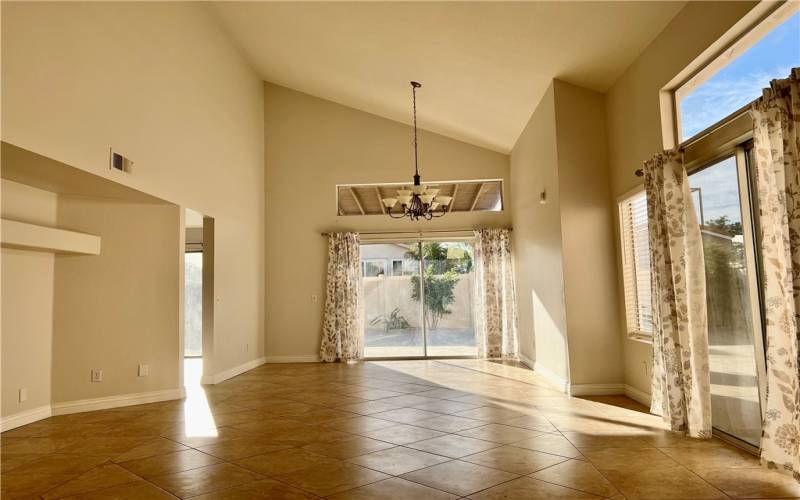 Beautiful bright living room and dining room.