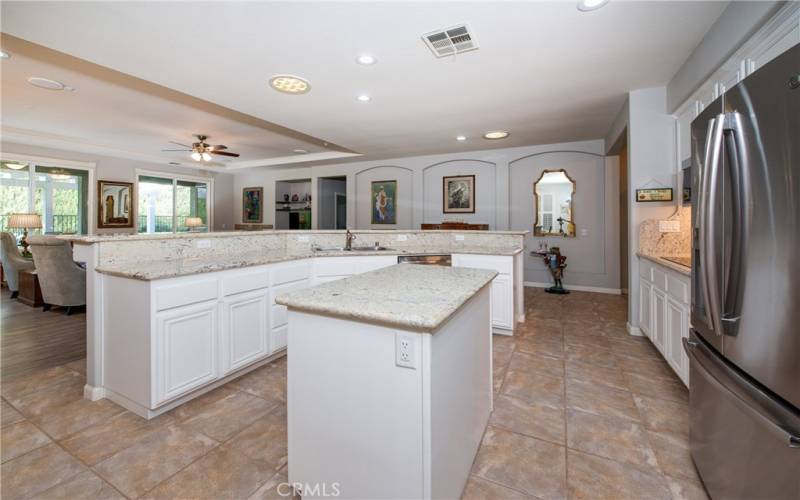 Huge gourmet kitchen with solar tube lights.