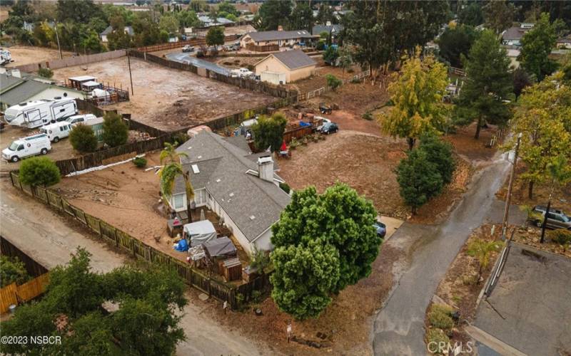 Aerial of easement roads that are a part of the property.