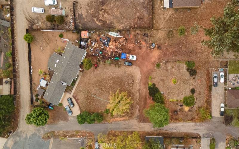 Aerial of easement roads that are a part of the property.