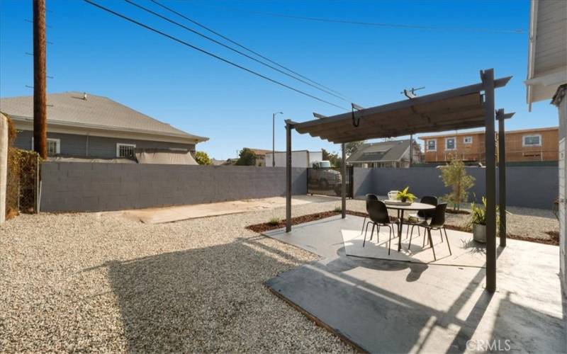 Backyard with Pergola for outdoor dining and entertaining