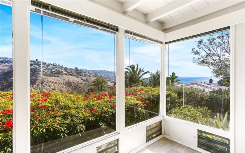 Huge views from a wall of windows in the living room.