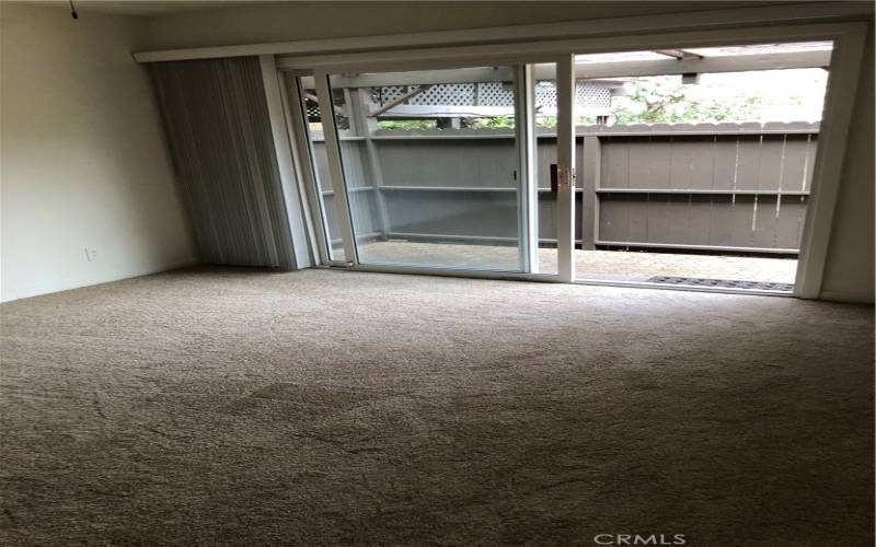 Living room out to a patio