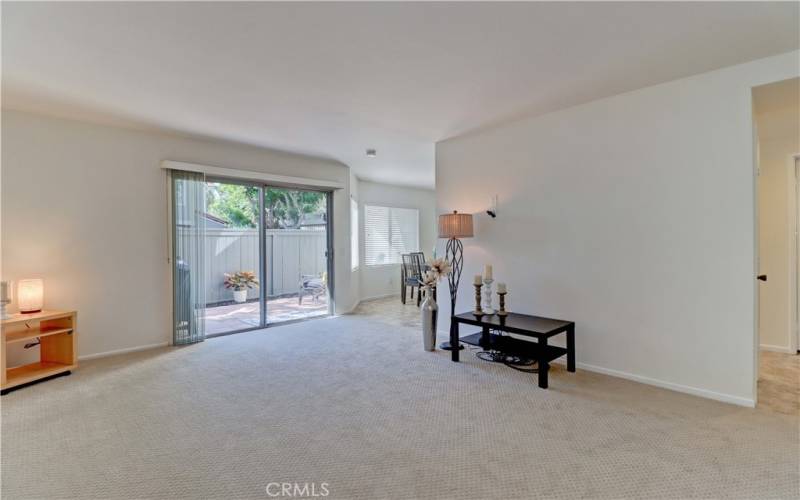 Portion of living room facing back patio.