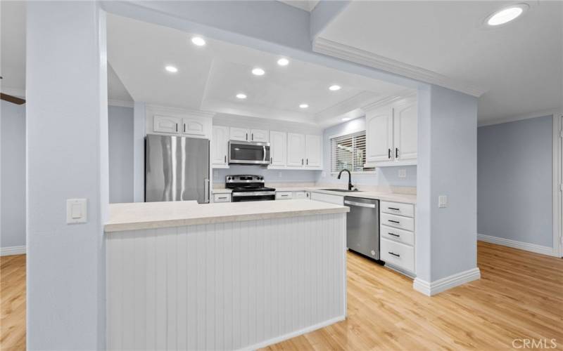 View of kitchen from living room