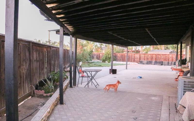 pavers and concrete outside in backyard