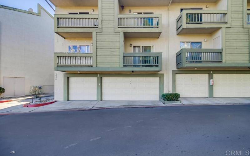 Units 2-Car Garage is the 2nd one from the left in this photo.  Notice the balconies with views.