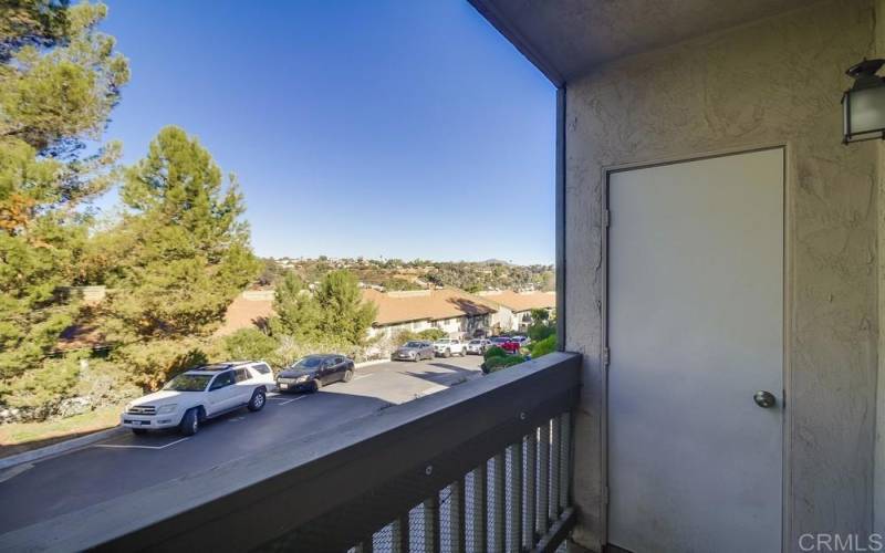 View from Living Room Balcony with storage closet to the right for more storage items