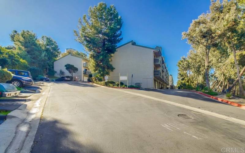 View from gated entrance.  Road to the home is the first one on the right.